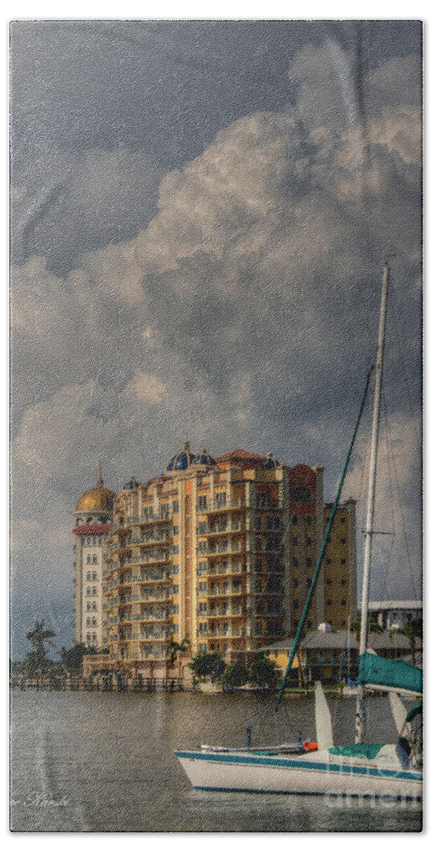 Clouds Beach Towel featuring the photograph Sarasota Harbor View by Sue Karski