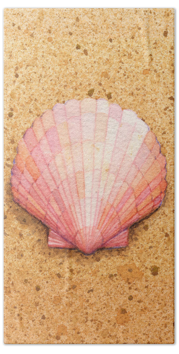 Print Beach Sheet featuring the painting Scallop Shell by Katherine Young-Beck