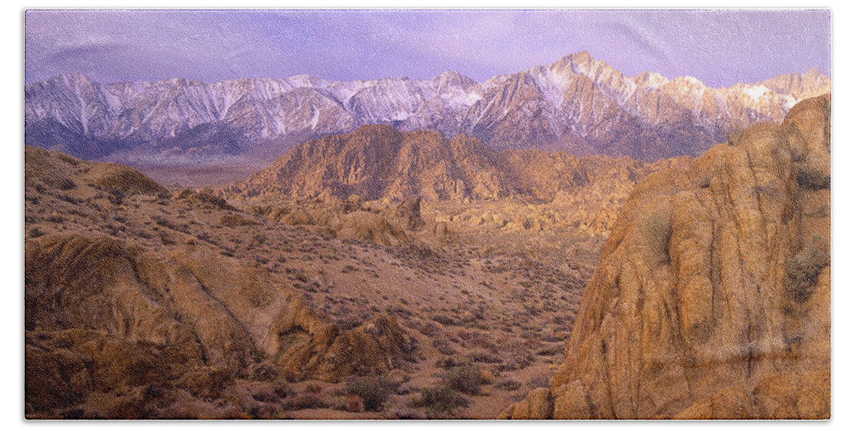 00175949 Beach Towel featuring the photograph Sierra Nevada Range From Alabama Hills by Tim Fitzharris