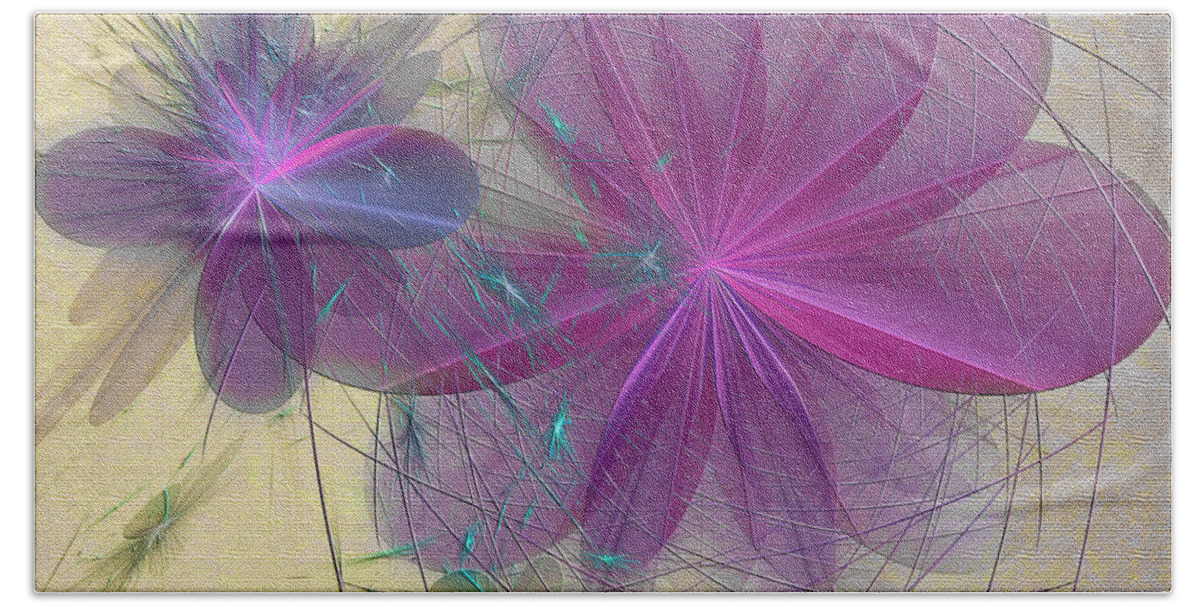 Fractals Beach Towel featuring the digital art Silk Flowers by Elaine Manley