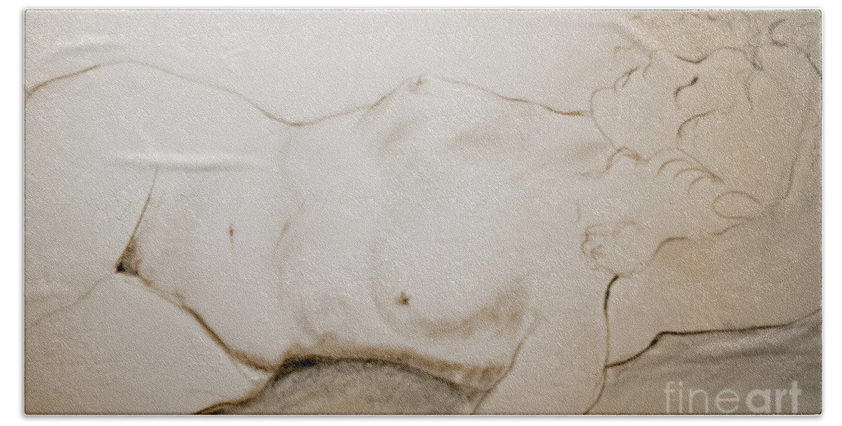Woman Beach Sheet featuring the drawing Sleep by Rory Siegel