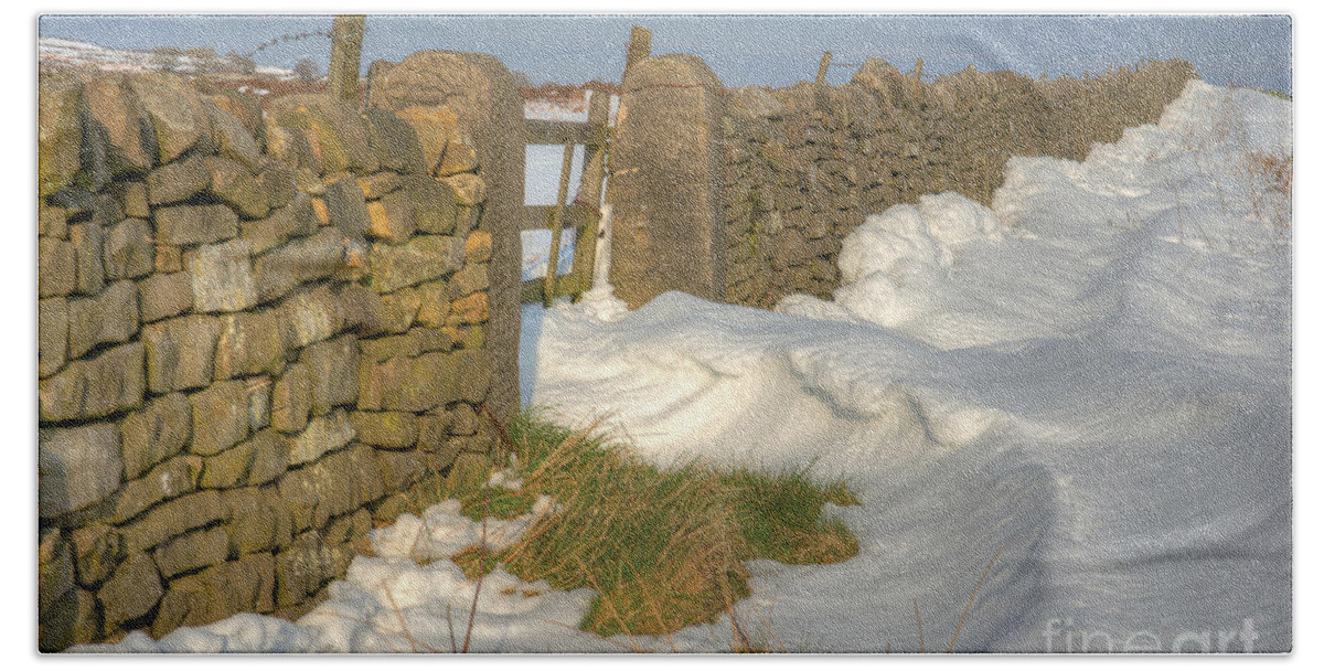 Snow Beach Towel featuring the photograph Snowdrift on Beeley Moor by David Birchall