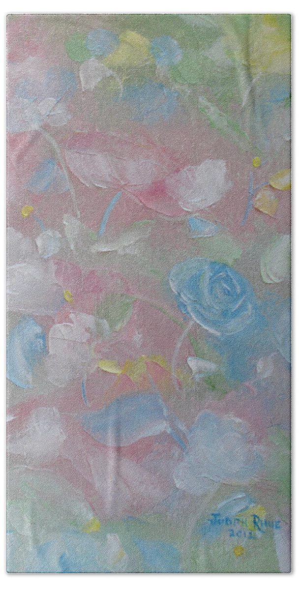 Flowers Beach Towel featuring the painting Softly Spoken by Judith Rhue