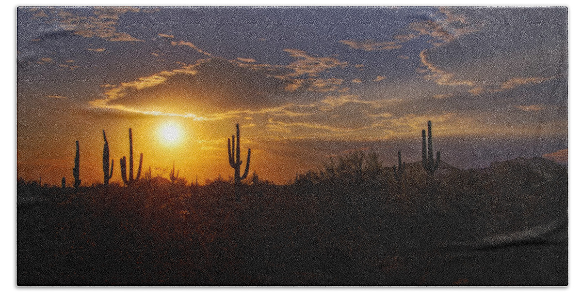 Sunset Beach Towel featuring the photograph Sonoran Sunset by Saija Lehtonen