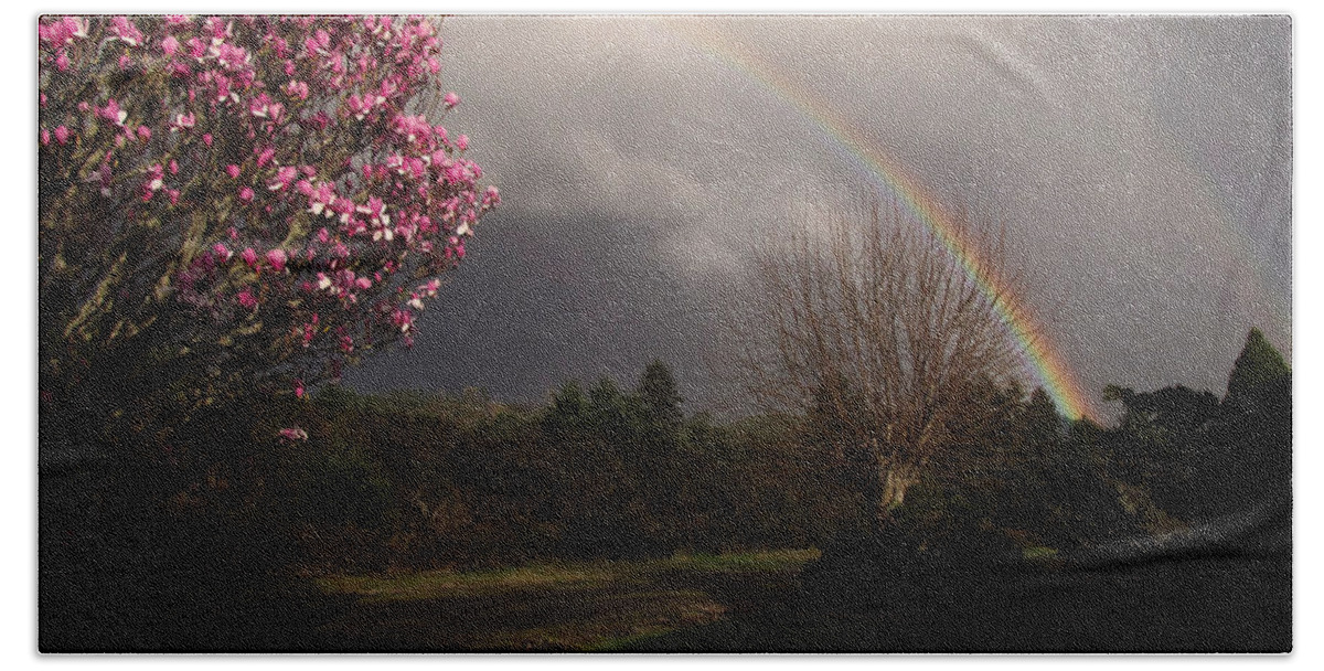 Rainbow Beach Sheet featuring the photograph Spring Rainbow by KATIE Vigil