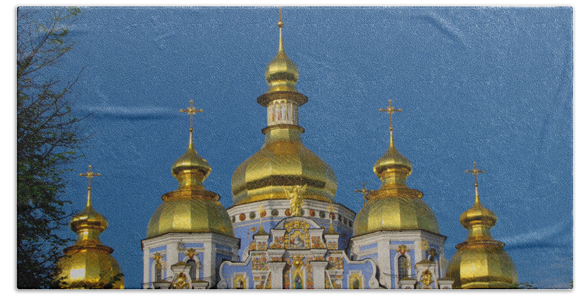 Kiev Beach Towel featuring the photograph St. Michael's Cathedral by David Gleeson