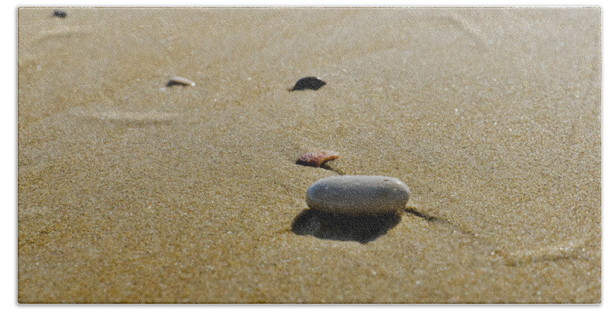 Mediterranean Beach Sheet featuring the photograph Stones in the sand by Michael Goyberg
