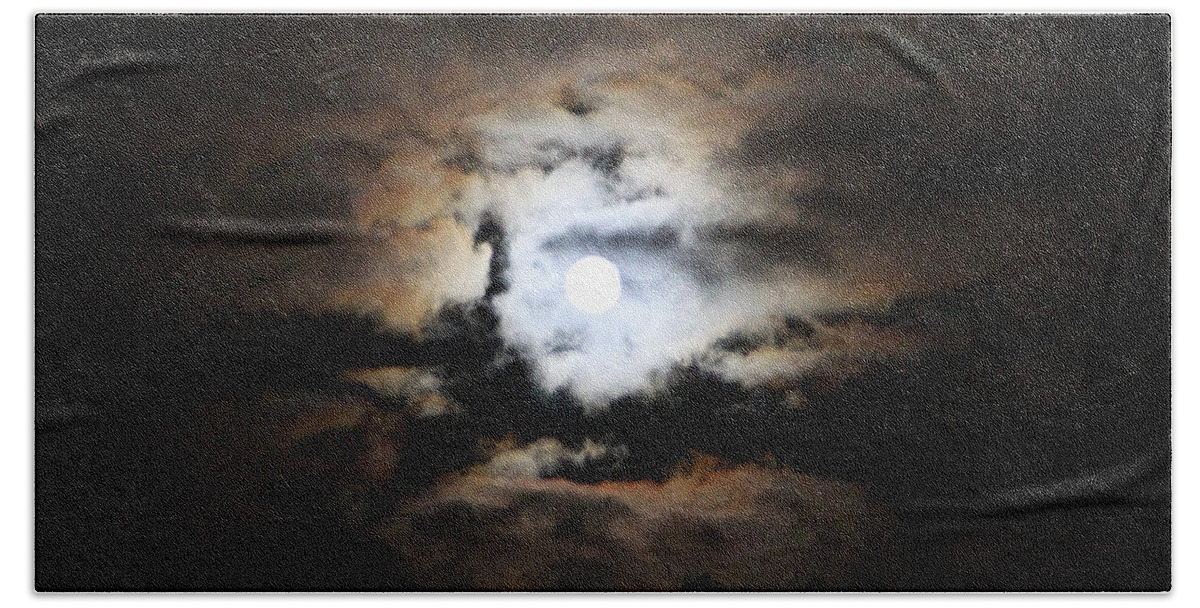 Full Moon Beach Towel featuring the photograph Stormy Moon by Diana Haronis
