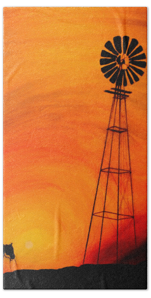 Sunset Beach Towel featuring the painting Sunset by J Vincent Scarpace