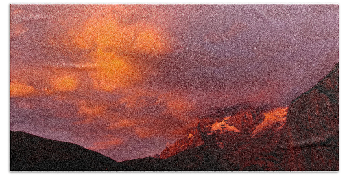 Sky Beach Towel featuring the photograph Sunset Murren Switzerland by Tom and Pat Cory