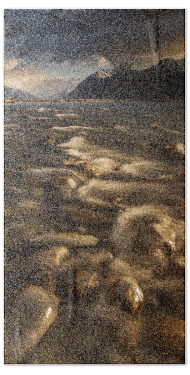 00498848 Beach Towel featuring the photograph Tasman Valley River Flats At Dawn Mount by Colin Monteath