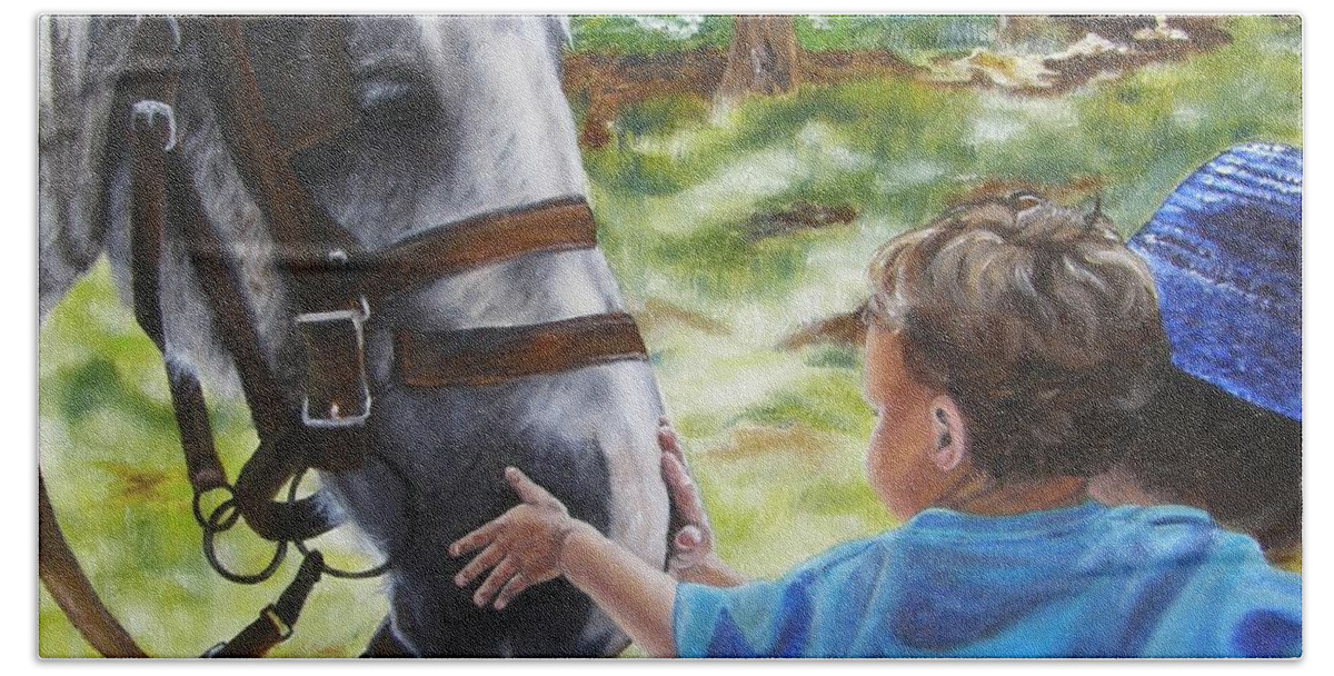 Horse Beach Sheet featuring the painting Thank You's by Lori Brackett