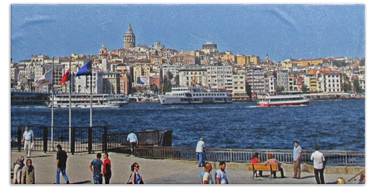 Istanbul Beach Towel featuring the photograph The Golden Horn by Ian MacDonald