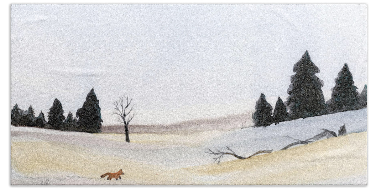 Fox Beach Towel featuring the painting The Little Fox by Jackie Irwin