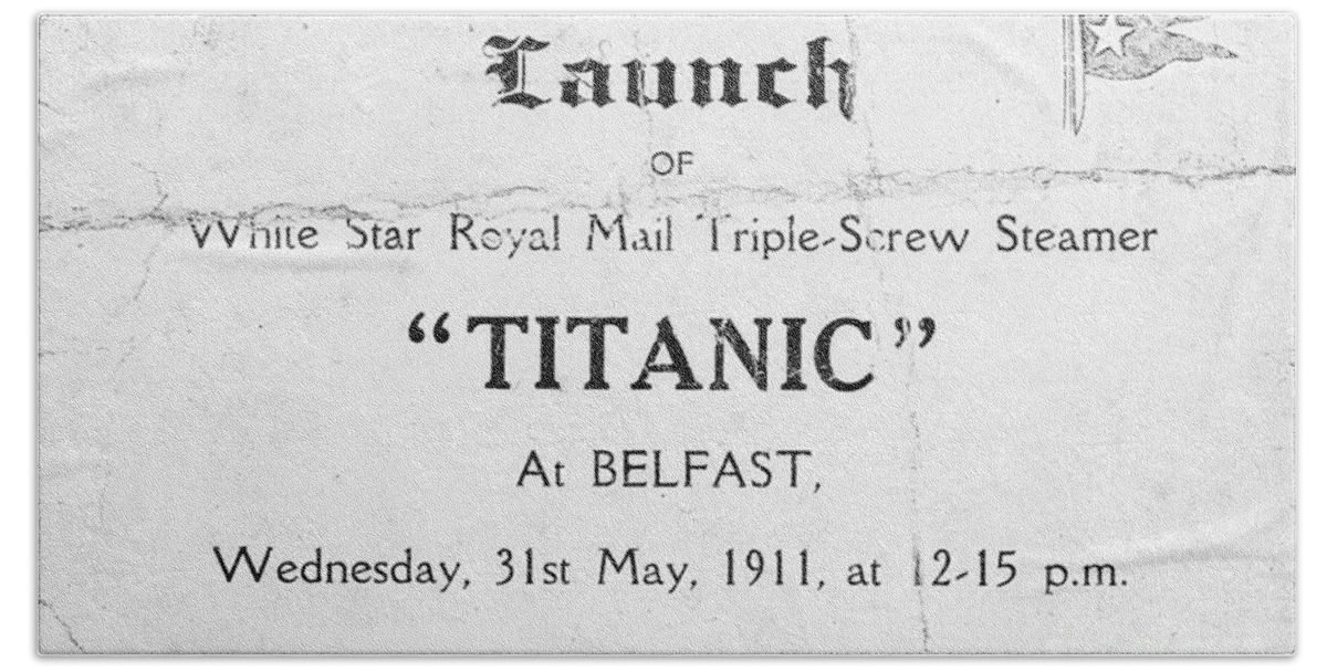 1911 Beach Towel featuring the photograph Titanic: Launch, 1911 by Granger