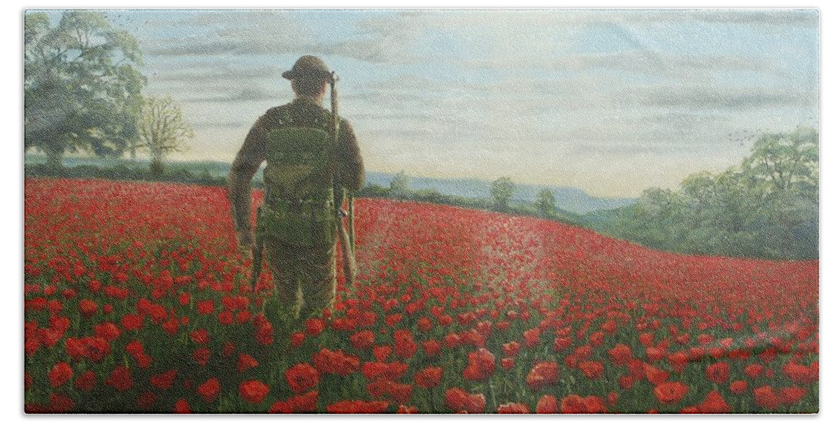 Ww1 Beach Towel featuring the painting Tommy 2 by Richard Harpum