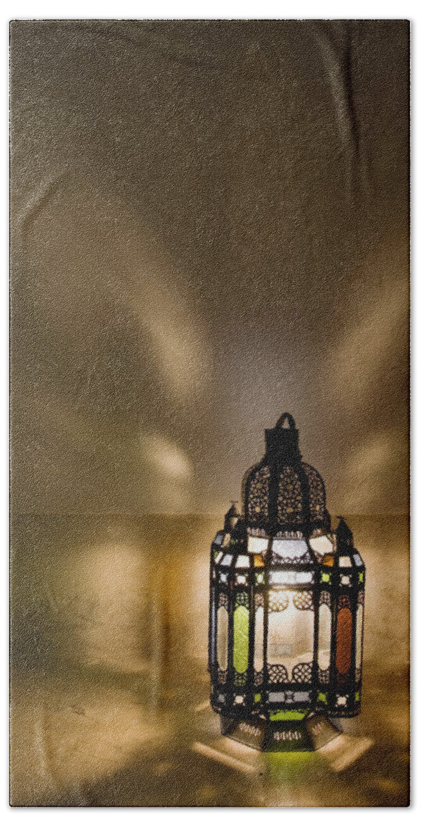 Vertical Beach Towel featuring the photograph Traditional Lantern At Riad Dar Hanane by Axiom Photographic