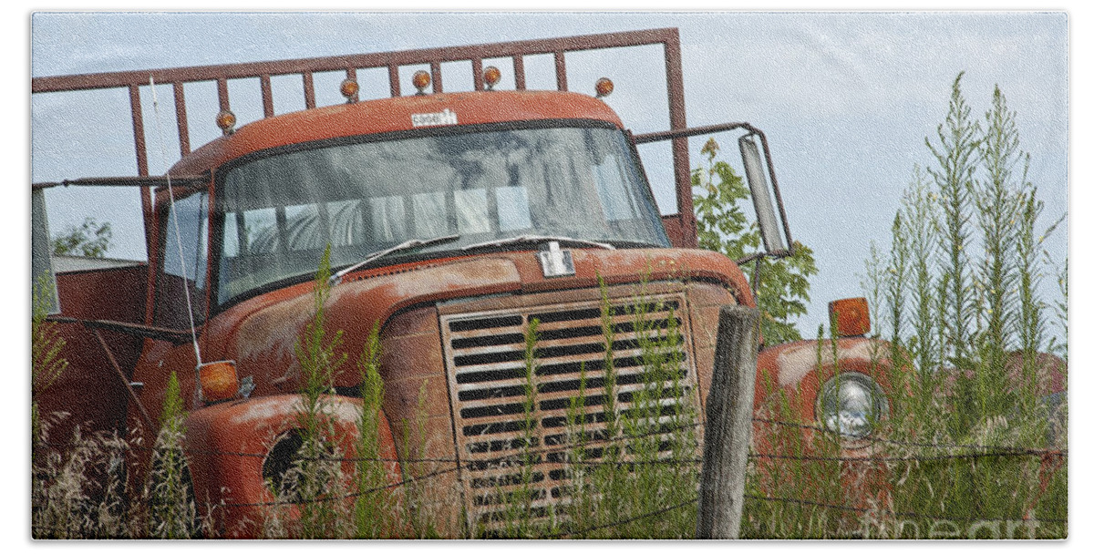 Old Truck Beach Towel featuring the photograph Turned out to Pasture by Wilma Birdwell
