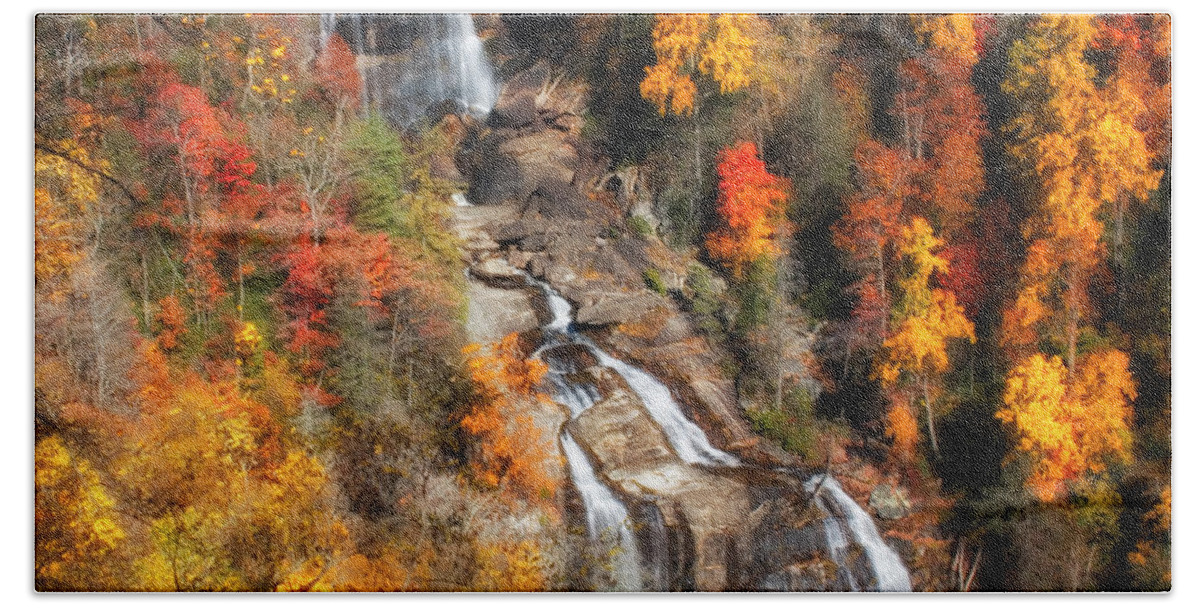 Waterfall Beach Sheet featuring the photograph Upper Whitewater Falls by Lynne Jenkins