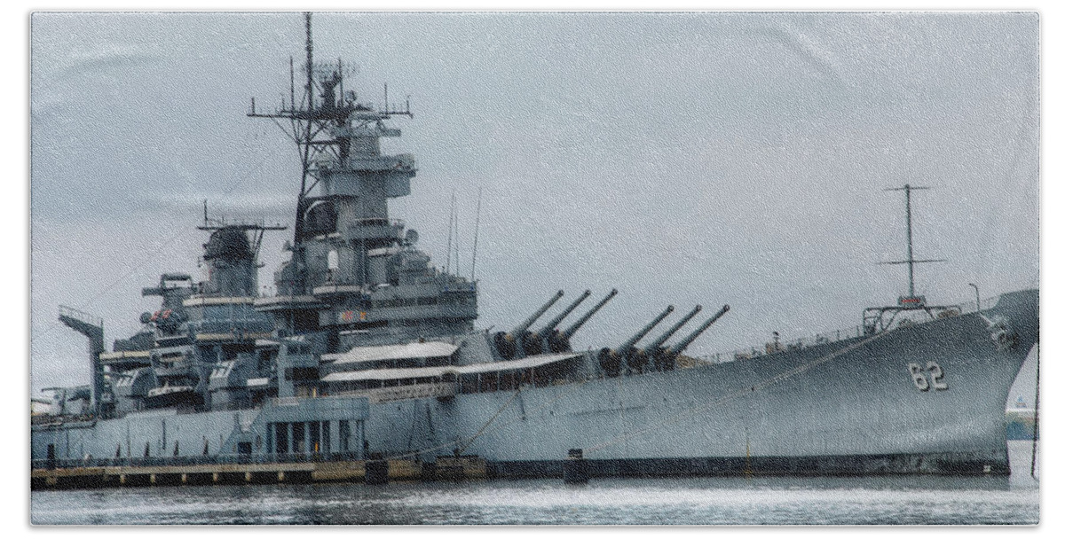 Uss New Jersey Beach Towel featuring the photograph USS New Jersey by Jennifer Ancker