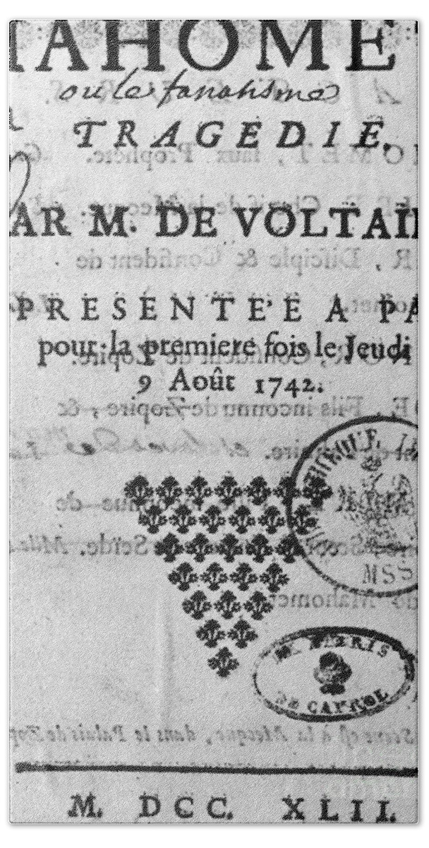 1742 Beach Towel featuring the photograph Voltaire: Mahomet, 1742 by Granger