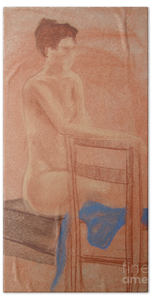 Impressionism Beach Towel featuring the drawing Waiting Naturally by Lisa Lambert-Shank