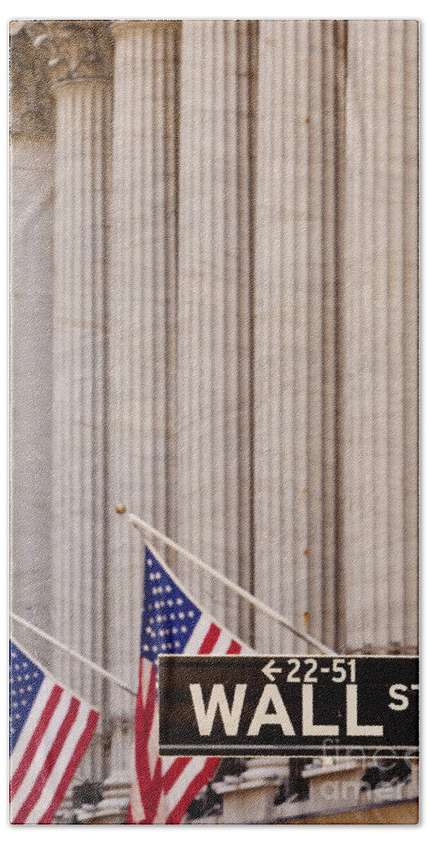 New York Beach Towel featuring the photograph Wall Street Columns by Brian Jannsen