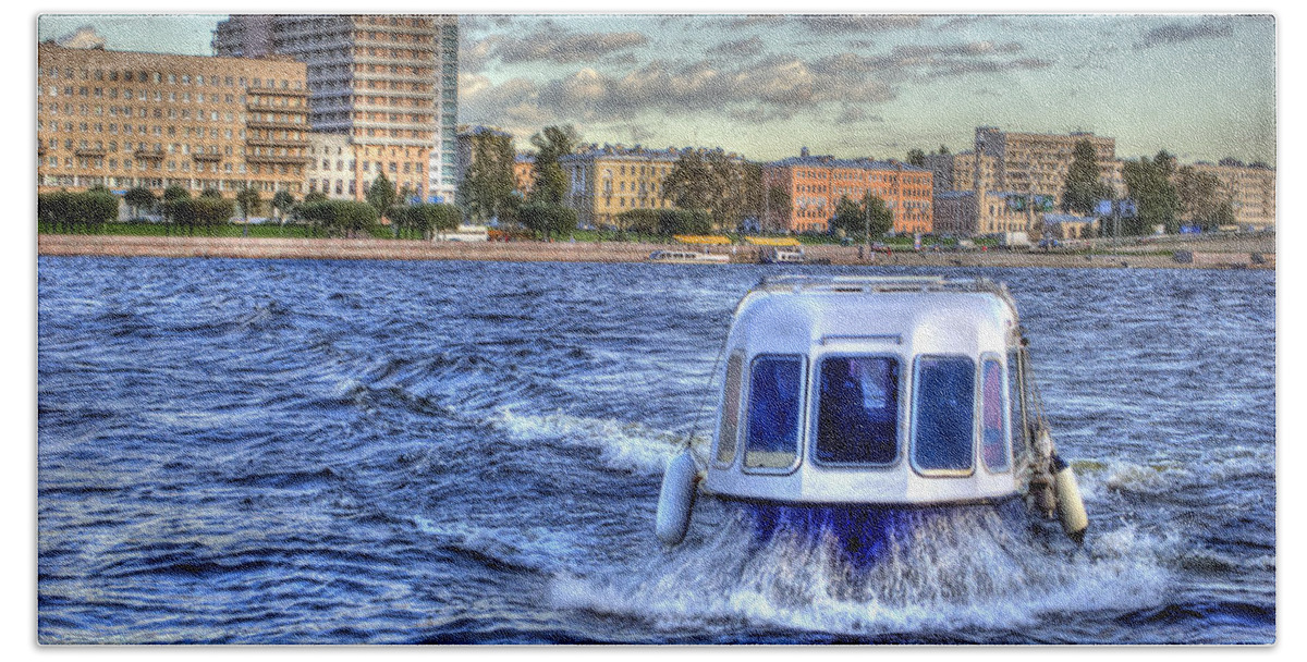 Transportation Beach Sheet featuring the photograph WATER TAXI. St Petersburg. Russia by Juli Scalzi