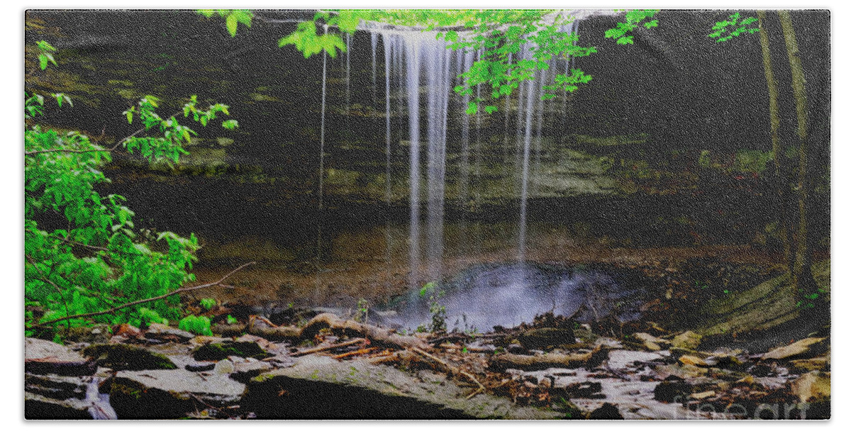 Waterfall Beach Towel featuring the photograph Waterfall Bloomington by David Arment