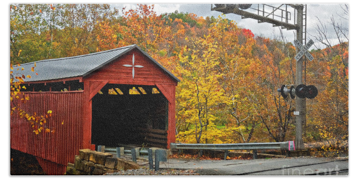 Covered Bridge Beach Towel featuring the photograph West Virginia Covered Bridge - Carrollton by Kathleen K Parker
