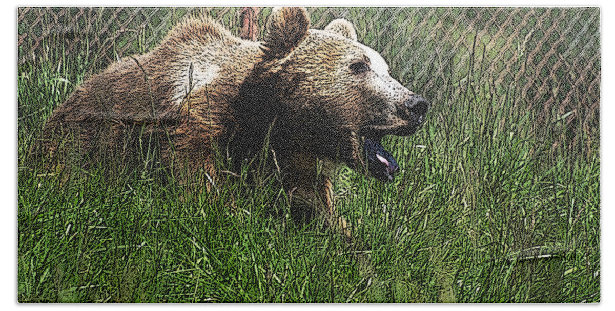 Wild Life Safari Beach Sheet featuring the digital art Wild Life Safari Bear by Teri Schuster