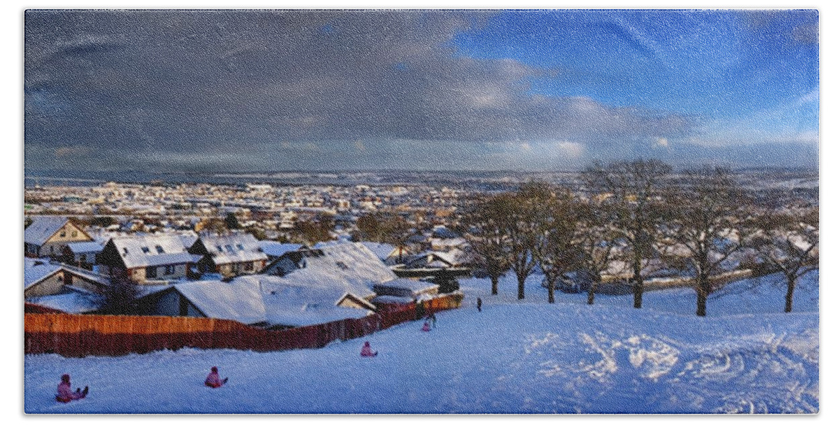 Winter In Inverness Beach Sheet featuring the photograph Winter in Inverness by Joe Macrae