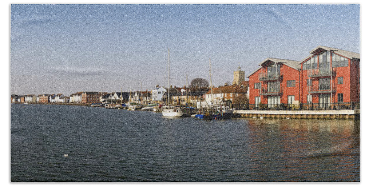 Colchester Beach Sheet featuring the photograph Wivenhoe waterfront panorama by Gary Eason