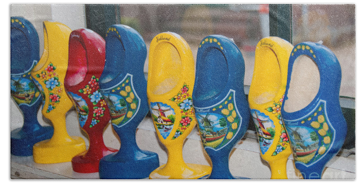 Amsterdam Beach Towel featuring the digital art Wooden Shoes by Carol Ailles