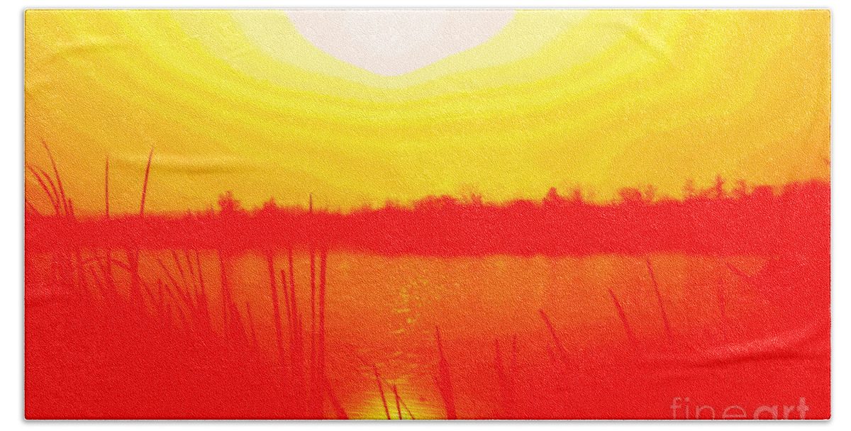 Sunset Beach Towel featuring the photograph Yellow Tangerine Day by Julie Lueders 