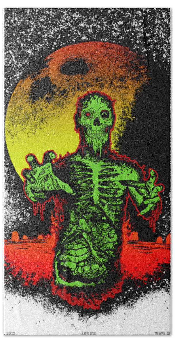 Undead Process Beach Towel featuring the mixed media Zombie by Tony Koehl