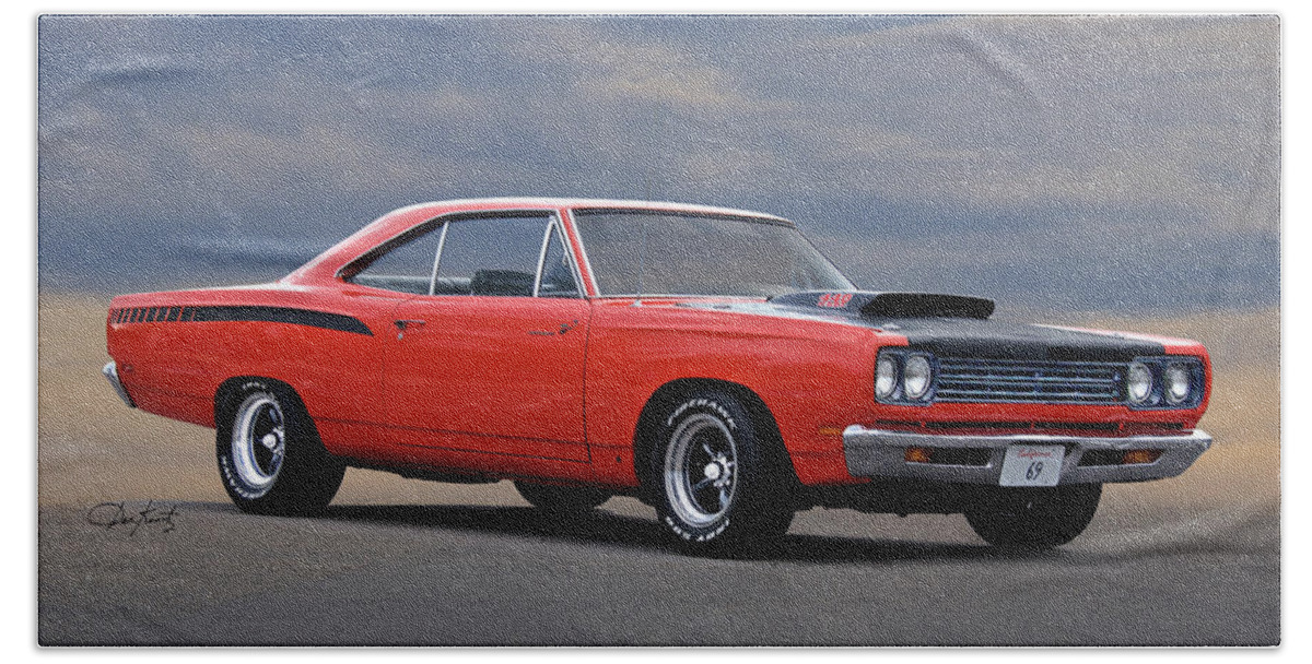 Automobile Beach Towel featuring the photograph 1969 Plymouth Roadrunner by Dave Koontz