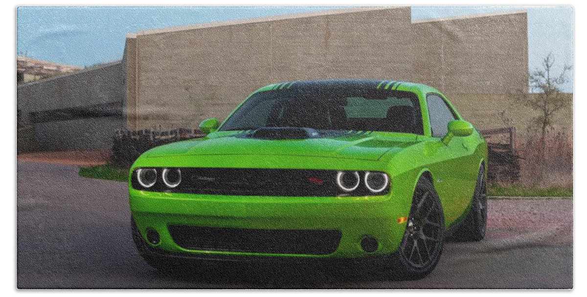 2015 Dodge Challenger Beach Towel featuring the digital art 2015 Dodge Challenger #1 by Super Lovely