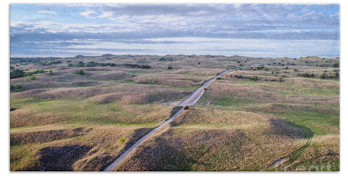 Nebraska Beach Sheet featuring the photograph aerial view of Nebraska Sandhills #1 by Marek Uliasz