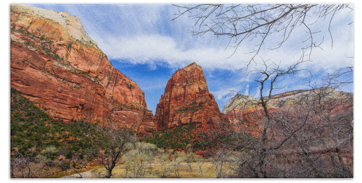 Angels Landing Beach Towel featuring the photograph Angels Landing #1 by Chad Dutson