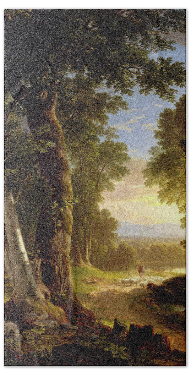 The Beeches  Beach Towel featuring the painting Asher Brown Durand #1 by MotionAge Designs