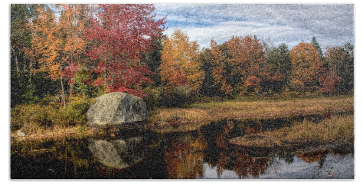 Hdr Beach Sheet featuring the photograph Autumn In Maine #2 by Greg DeBeck