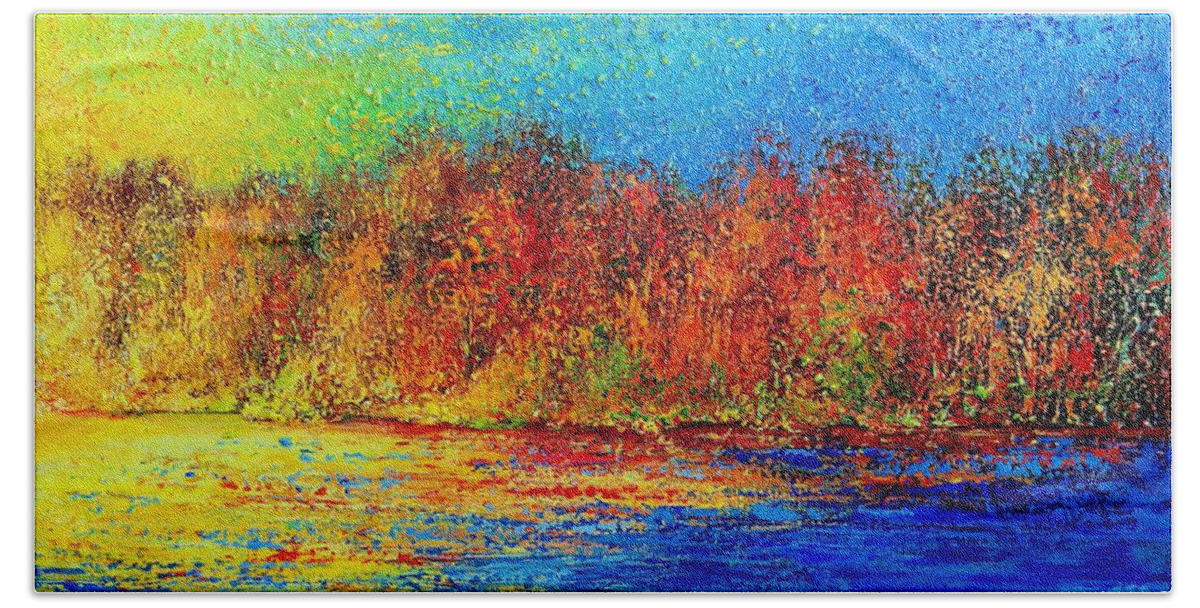 Autumn Beach Towel featuring the painting Autumn #2 by Teresa Wegrzyn