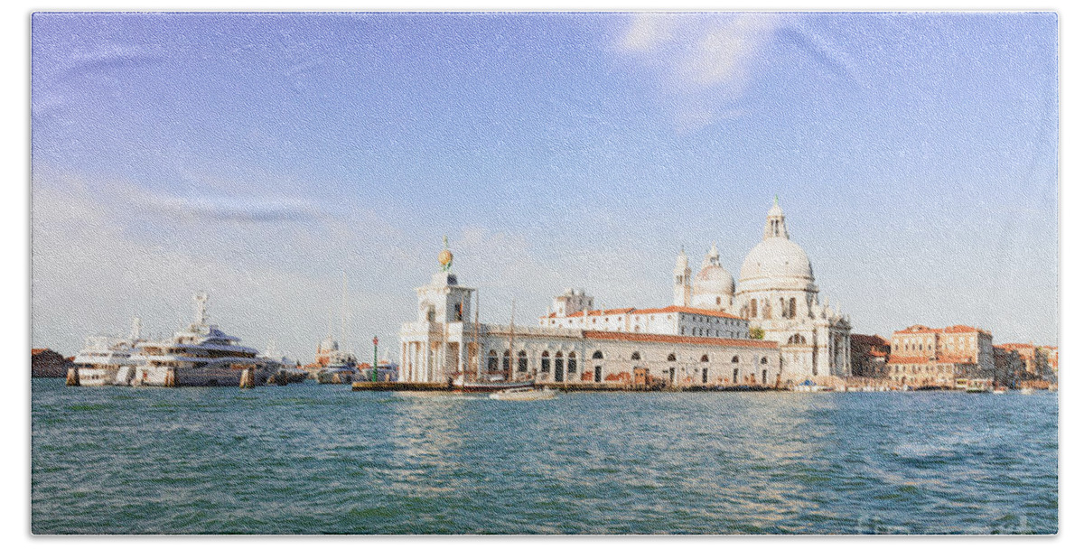 Venezia Beach Towel featuring the photograph Basilica Santa Maria della Salute and Dogana by Anastasy Yarmolovich