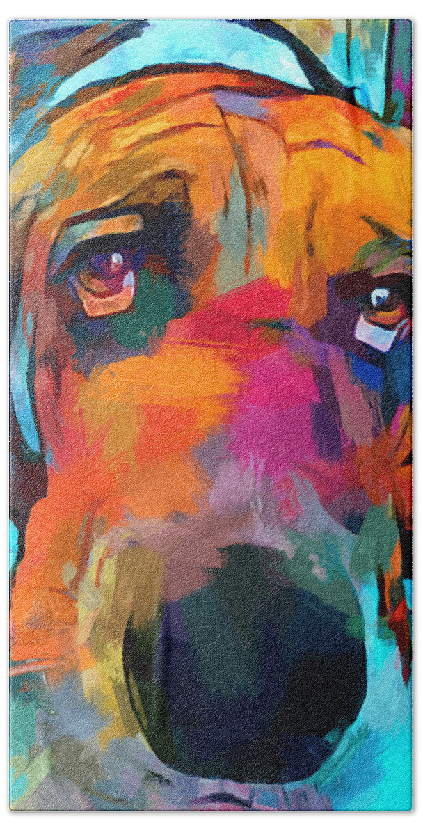 Basset Hound Beach Towel featuring the painting Basset Hound #1 by Chris Butler