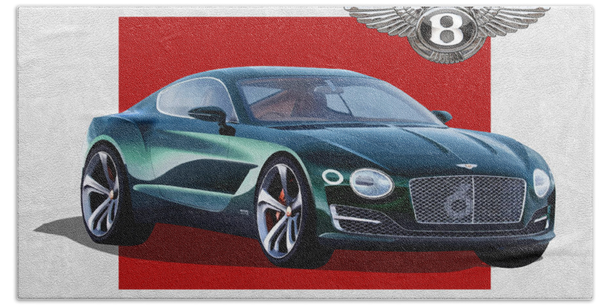 �bentley� Collection By Serge Averbukh Beach Towel featuring the photograph Bentley E X P 10 Speed 6 with 3 D Badge by Serge Averbukh