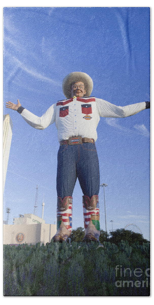 Big Tex Beach Towel featuring the photograph Big Tex in Dallas Texas #1 by Anthony Totah