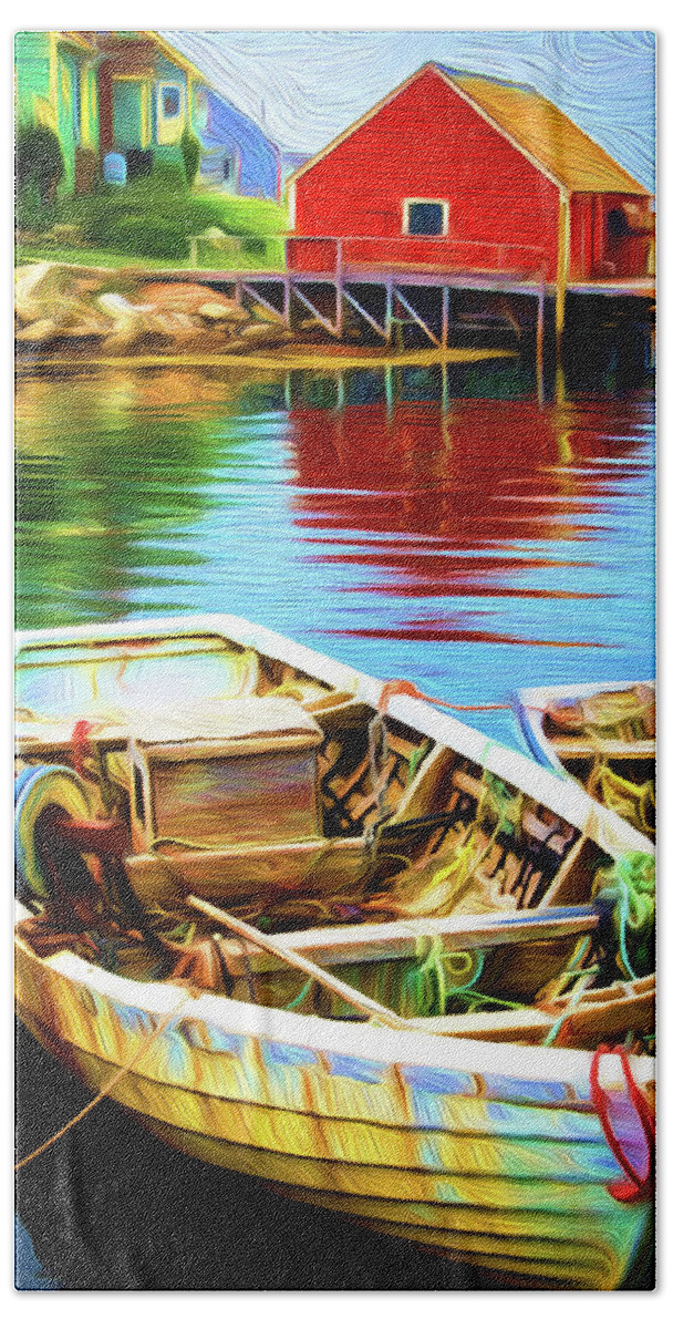 Boats Beach Towel featuring the painting Boats #1 by Prince Andre Faubert