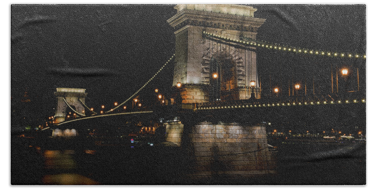 Tourism Beach Towel featuring the photograph Budapest at night. #1 by Jaroslaw Blaminsky