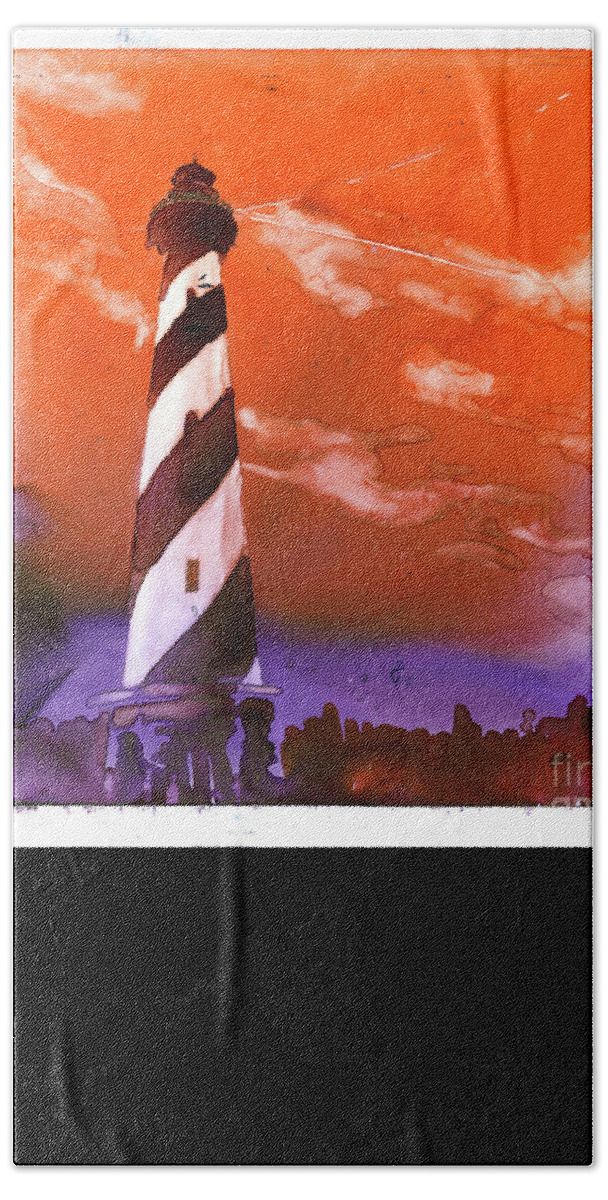 Lighthouse Beach Sheet featuring the painting Cape Hatteras Lighthouse #4 by Ryan Fox